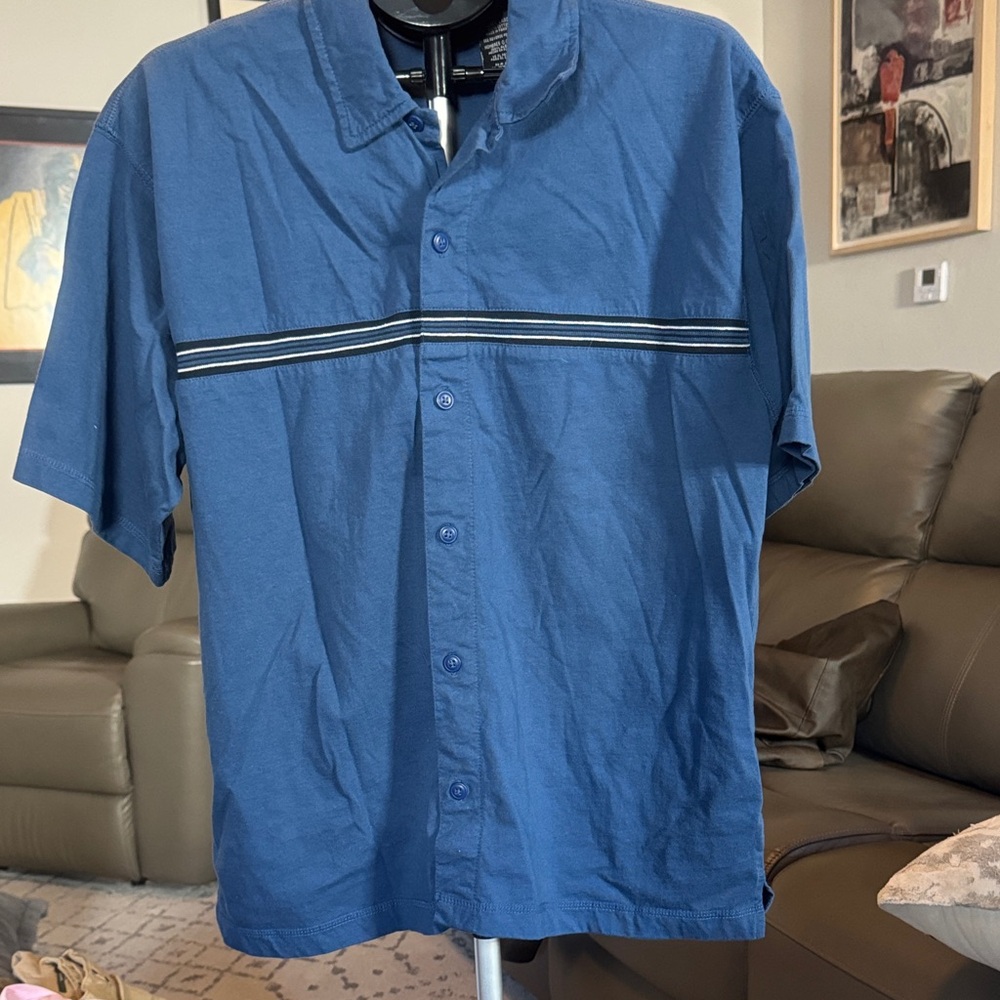 No Boundaries Navy Casual Button Down Shirt